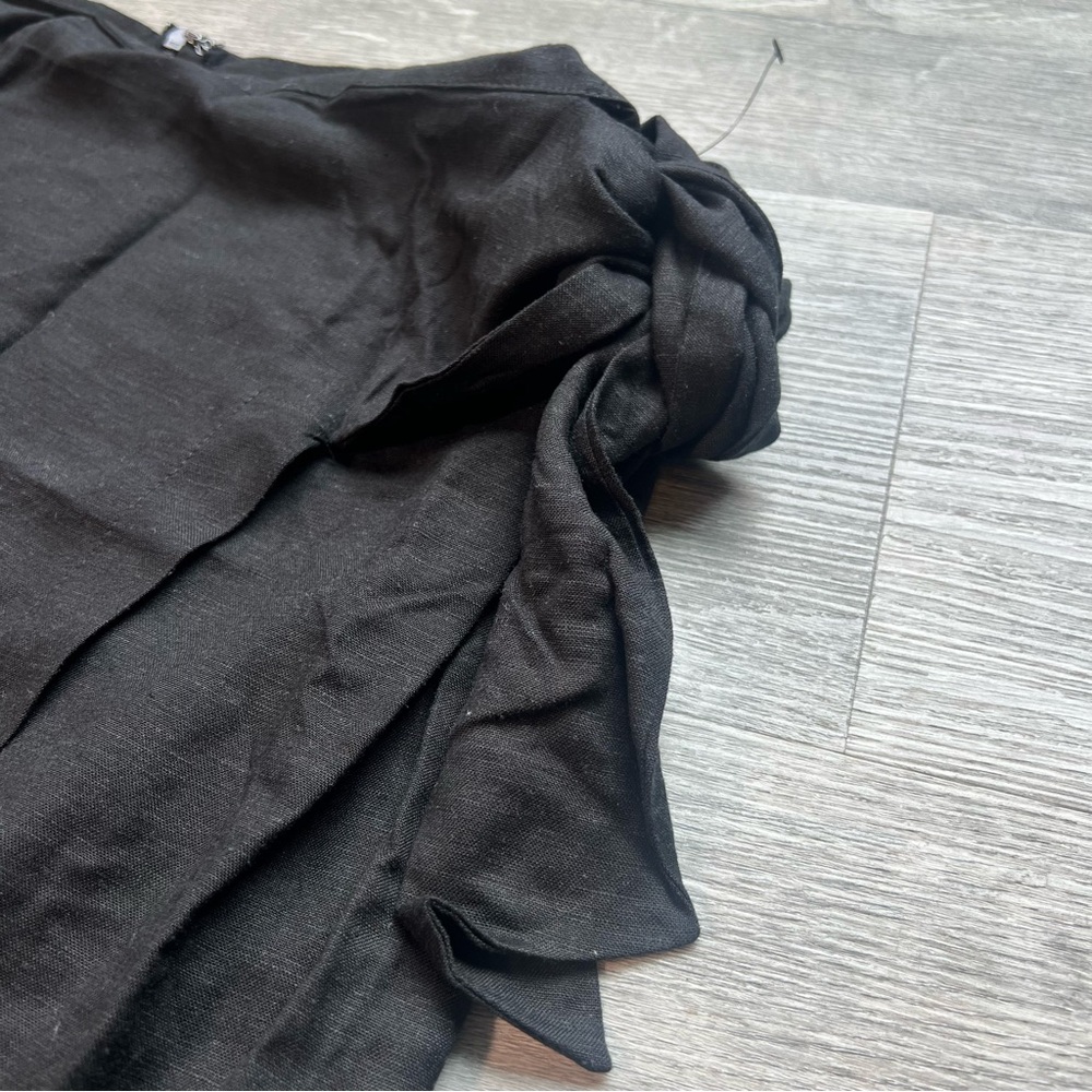 Jason Wu black faux wrap midi skirt linen lined slit tie‎ NWOT Size 6 - Picture 5 of 11